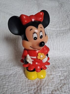 Vintage Red Minnie Mouse Disney Piggy Bank 5.5" Collectible